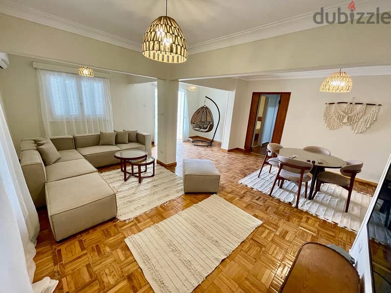 Modern furnished apartment for daily rent in Zamalek, overlooking the Nile 0