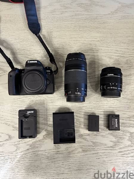 Canon 77D with 2 batteries and 18-55 mm lens for 23,000 egy 2