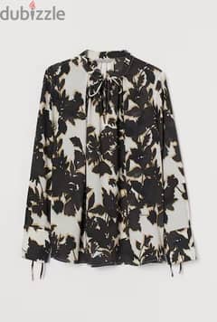 h&m black and white blouse 0