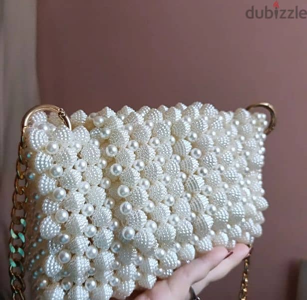 beaded pearl bag _ شنطة لؤلؤ خرز 1