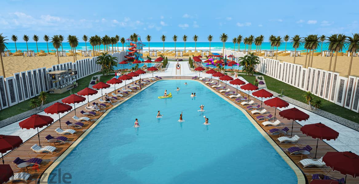 Beach front largest in Hurghada compound with private beach, 6 pools, 4 aquaparks, gym. laundry, security 24h, shops, 1