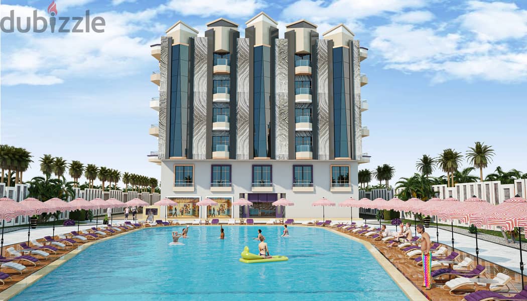 Beach front largest in Hurghada compound with private beach, 6 pools, 4 aquaparks, gym. laundry, security 24h, shops, 6