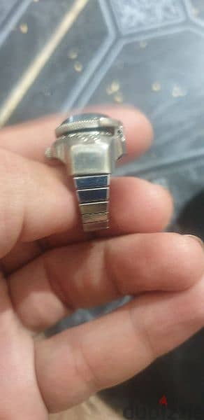 خاتم استانلس في تيتانيوم نادر جدا ساعة حجر كريم 1