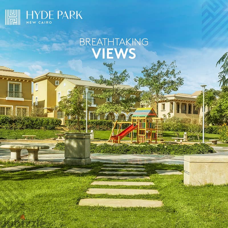 شقة 112م مفتوحة على لاند سكيب و النادى فى هايد بارك التجمع الخامس قسط 8 سنين hyde park new cairo 11