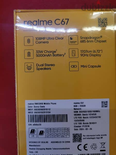 For sale Realme C67 8GB RAM  256GB 1