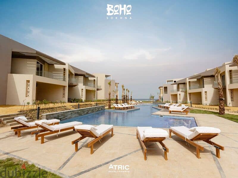 With a 10% down payment, own a 3-room chalet for sale in Boho, Ain Sokhna, in equal installments 10