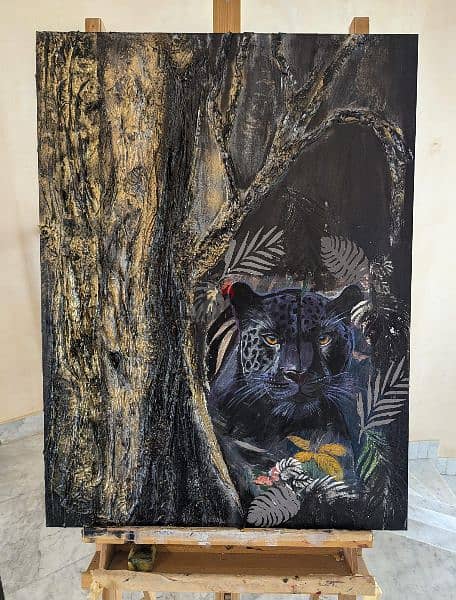 Wild Leopard Acrylic + Oil Painting 0