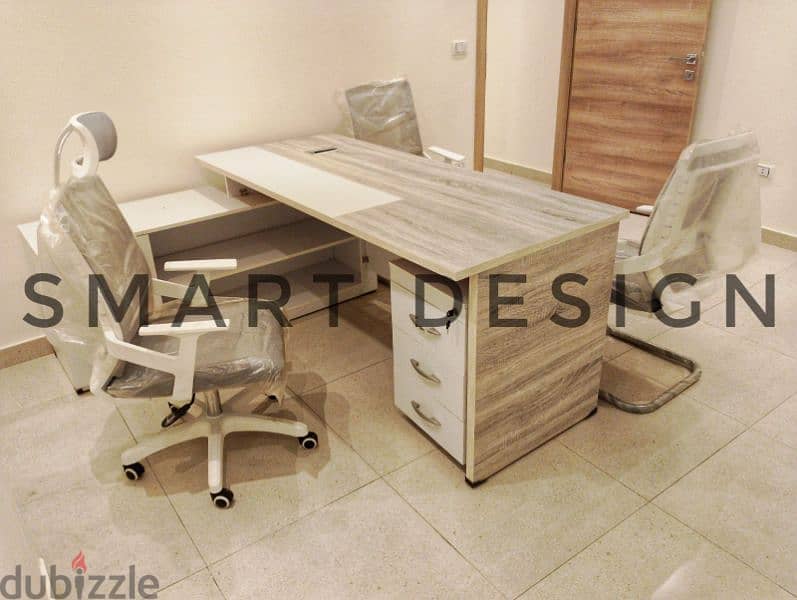 مكتب اداري اثاث مكتبي 180سم + سايد جانبي ووحده ادراجoffice furniture 2