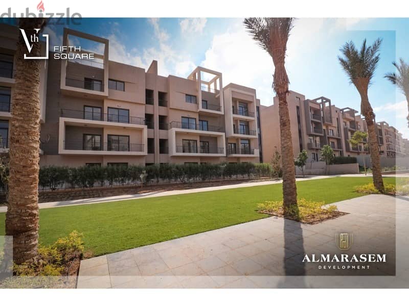 Apartment for sale with private garden, fully finished, with air conditioners, with the largest open view and landscape, with one parking slot 4