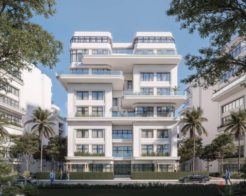 Ground floor apartment in a garden directly in front of the lagoon, with installments over 8 years, in a compound in the New Administrative Capital, R 4