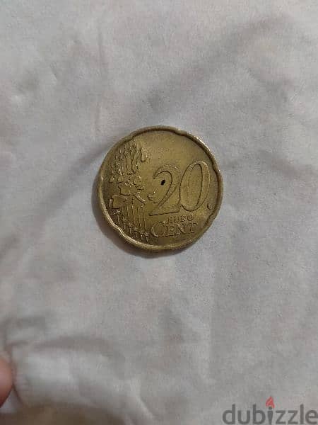 20 يورو سنت 2002 ايطالى ذو السبع اخاديد 1