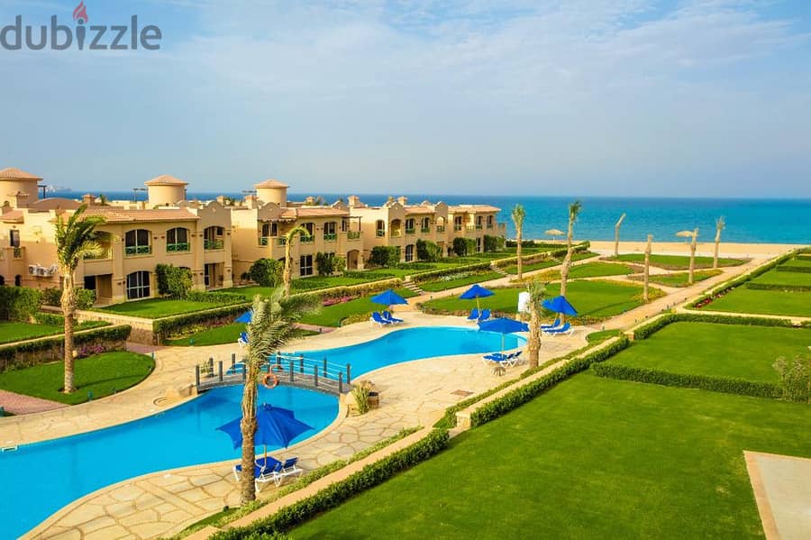 First row chalet on the sea, 140 m, immediate receipt, finished, for sale in La Vista Gardens, Ain Sokhna, lavista gardens 6