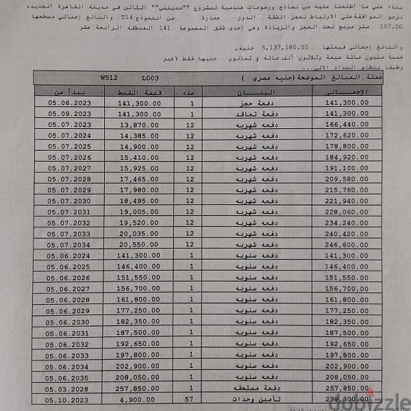 شقه للبيع في مدينتي 107 متر في B14 تقسيط 01010367777 2