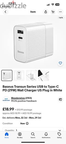 Baseus Transun Series USB to Type-C PD (29W) Wall Charger US Plug