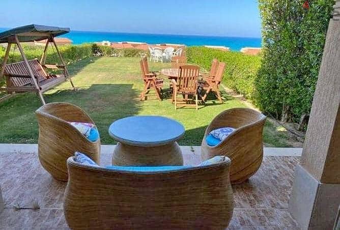 للبيع شاليه بجاردن علي البحر متشطب بالكامل في الساحل الشمالي ( تلال )- For sale chalet with garden on the sea, fully finished, in the North Coast 0