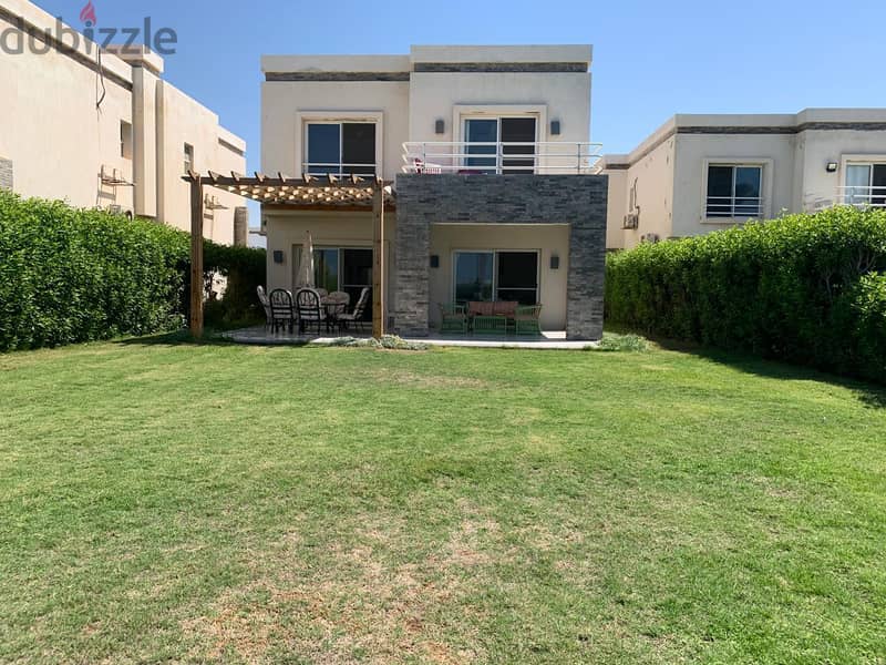 First Row Villa Ready to Move and Fully Finished with Full Sea View in Amwaj 1