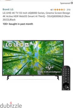 LG uhd 4k 55inch smart Ai tv