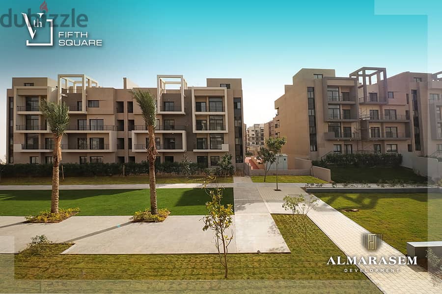 شقة بالروف للبيع متشطبة بالتكيفات فيفث سكوير FIFTH SQUARE Al Marasem 1