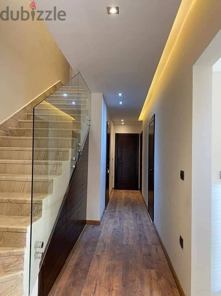 S villa, ground floor + first floor, for sale in Sarai Compound, New Cairo, 212 meters, 4 rooms only, with a 5% down payment and installments over 8 y 7