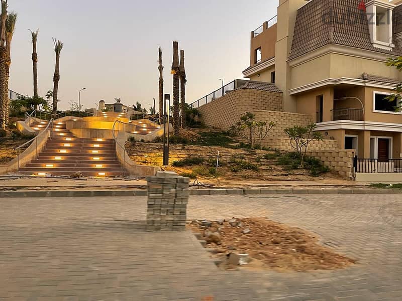 S villa, ground floor + first floor, for sale in Sarai Compound, New Cairo, 212 meters, 4 rooms only, with a 5% down payment and installments over 8 y 8