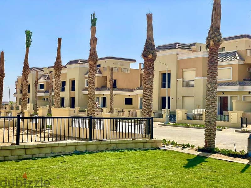 S villa, ground floor + first floor, for sale in Sarai Compound, New Cairo, 212 meters, 4 rooms only, with a 5% down payment and installments over 8 y 9