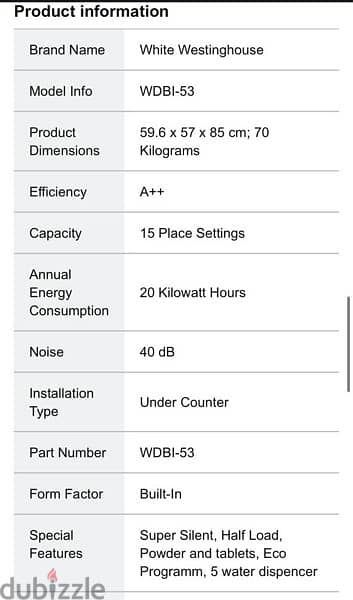 White Westinghouse dishwasher مع ضمان سنتين لم تستخدم 3