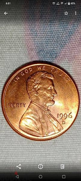 USA Memorial Rare Lincoln cent 1996 D bubble die error 5