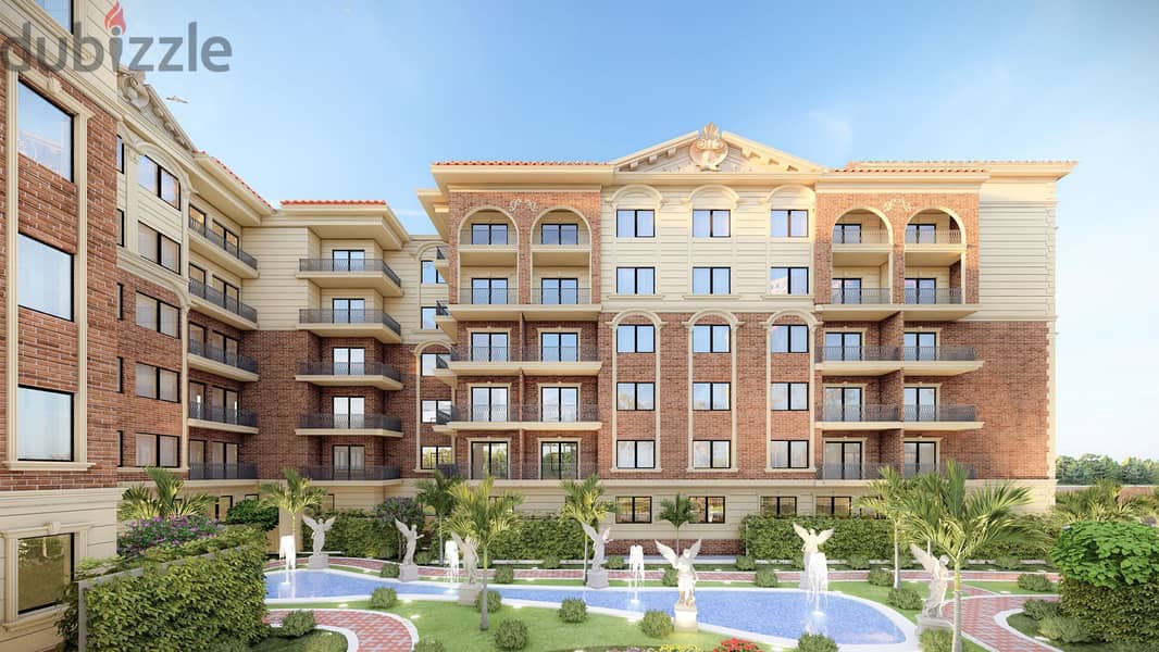 Reserve your apartment in Pavia Compound, Sheikh Zayed, directly on Alexandria Desert Road with a down payment of 494,000. 6