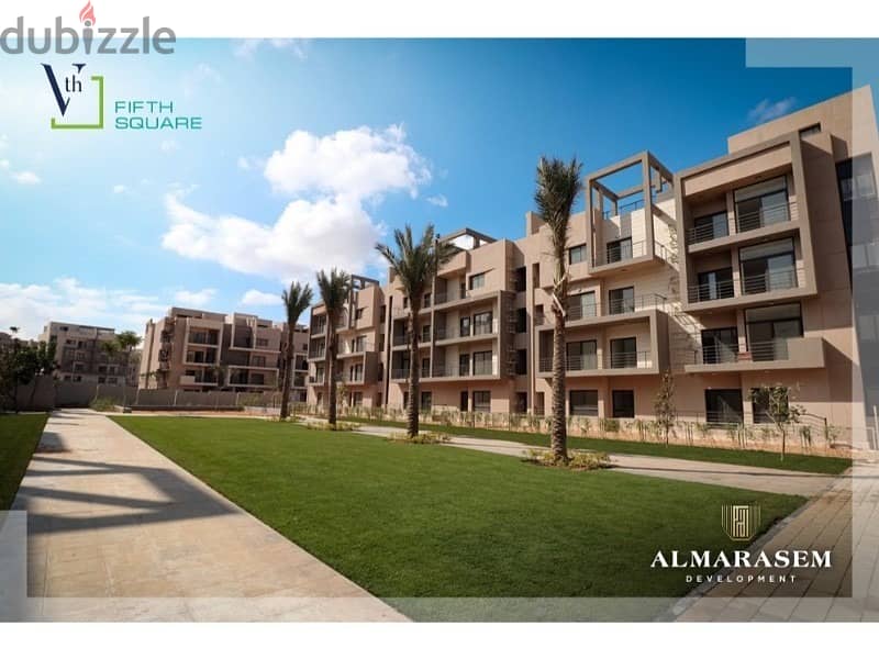 Lowest price for an  apartment 132m fulyy finished north direction open view landscape  in compound al marasem  fifth square 5