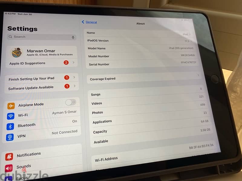 ipad 9 gen 64GB 4