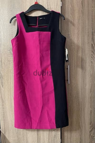 fuchsia/black splash dress