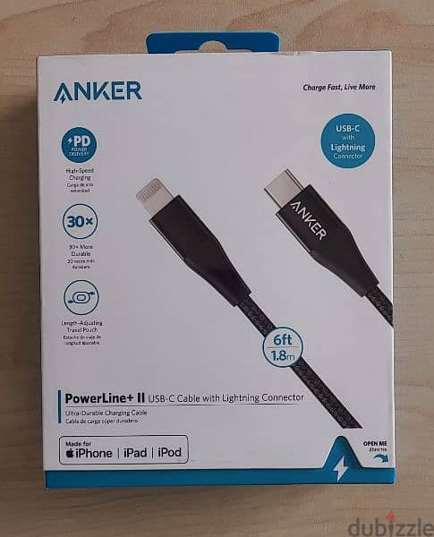 Anker PowerLine II USB-C Lightning Cable 6ft - Saudi Arabia Version 0