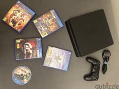 Play station 4 slim with original games and joystick