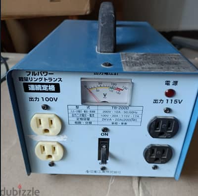 محول كهرباء Step-Down Transformer 2KVA Made in Japan – 200V إلى 100/11