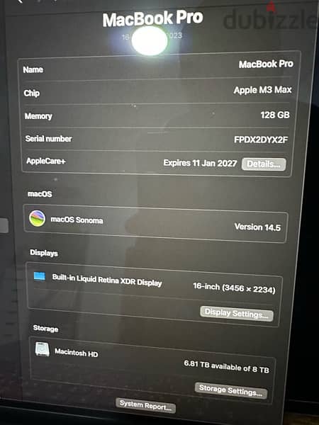 Apple Macbook Pro M3 Max 16 Inch 128 gb ram and 8 tb ssd 7