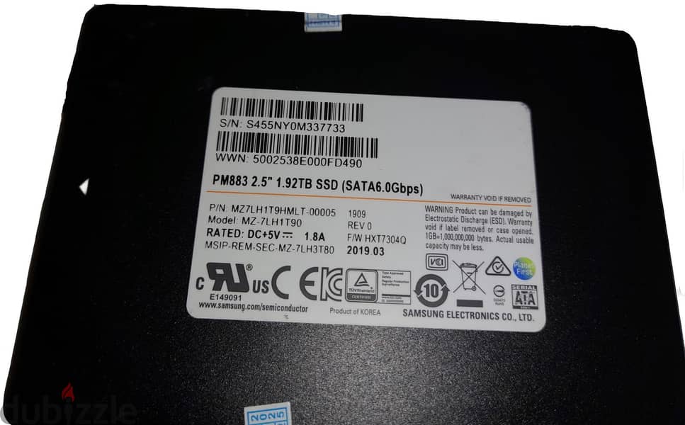 Samsung PM883 1.92TB Enterprise SATA 2.5" SSD 0