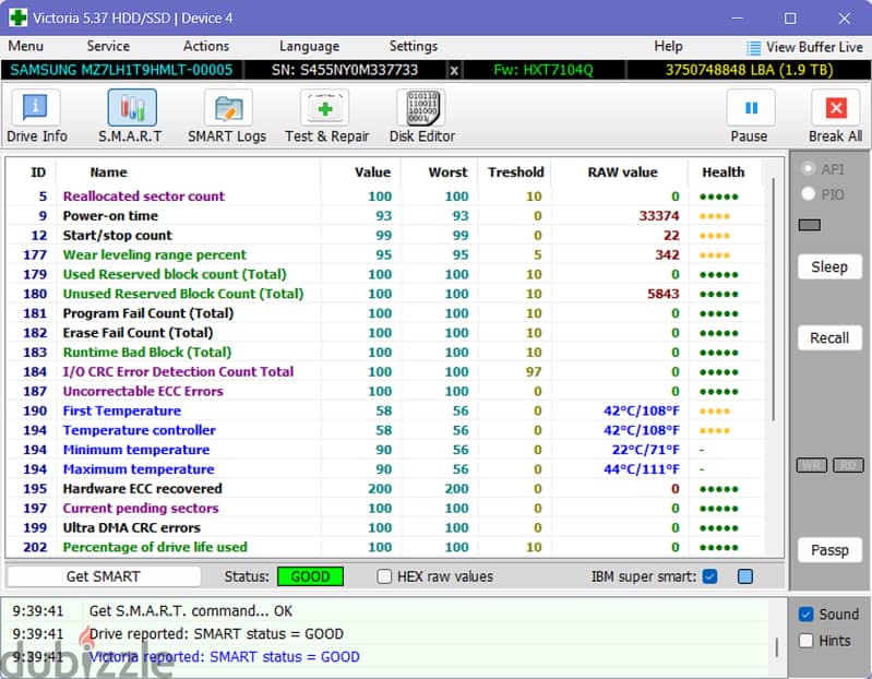 Samsung PM883 1.92TB Enterprise SATA 2.5" SSD 2