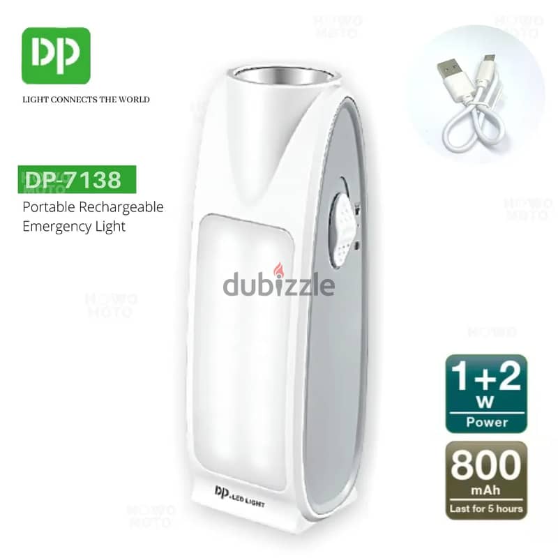 DP-7138 Rechargeable LED Emergency Light Torch Flashlight Lamp With US 4