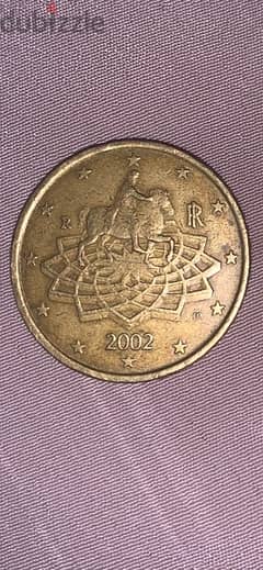 50 سنت يورو لعام 2002 العملة النادرة الايطالية 0