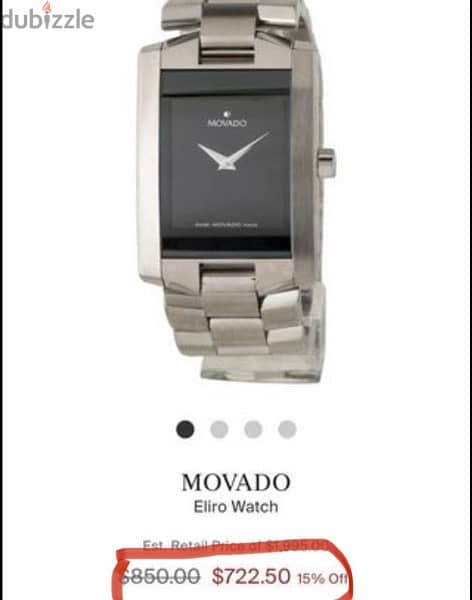 MOVADO Eliro Black Rectangle Dial Steel Quartz Original Swiss Made 12