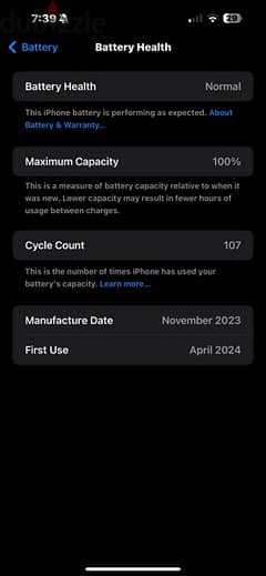 iphone 15 pro max 256G  battery 100%