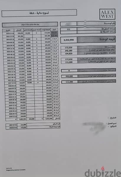 فرصه لسرعه البيع تكمله اقساط اليكس ويست-عقد قديم من المالك مباشره 1