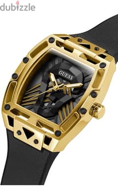 GUESS US Men's Gold-Tone and Black Analog Cutout Watch 0