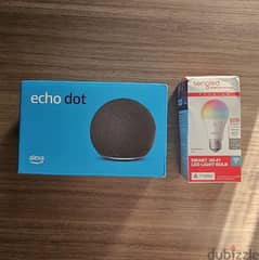 Echo Dot (5th Gen) | Charcoal with Sengled Smart Color Bulb