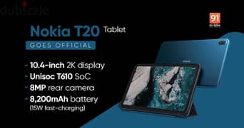 Nokia T20 Tablet, Single SIM, 10.4 Inch, 64GB, 4GB RAM, 4G LTE - Ocean
