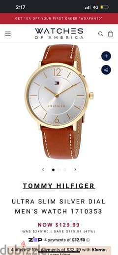 ساعة Tommy hilfiger ultra slim new