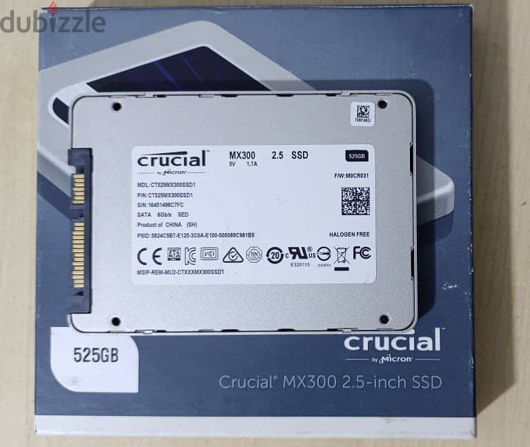 هارد SSD كروشال 525 جيجا بحالة ممتازة Crucial MX300 525GB 1