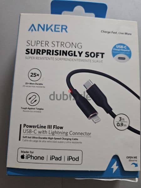 Anker PowerLine III Flow,   كبل شاحن ايفون اصلي انكر 0