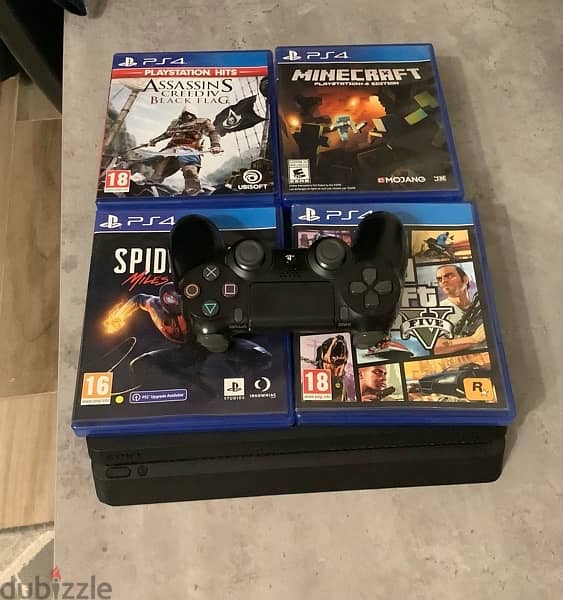 PS4 slim 500 GB + 4 games CD + original controller, software 11.52 0