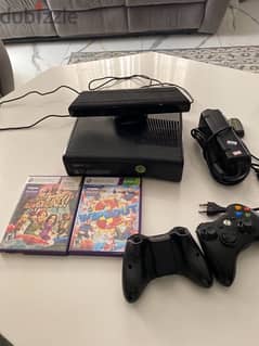 Xbox 360 used as new with Kinect with 2 original controllers